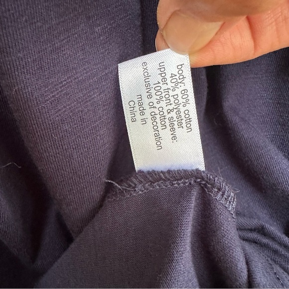 Lane Bryant Navy Blue Eyelet Sleeve Peasant Blouse 14/16 Plus 3/4 Raglan - Picture 7 of 12